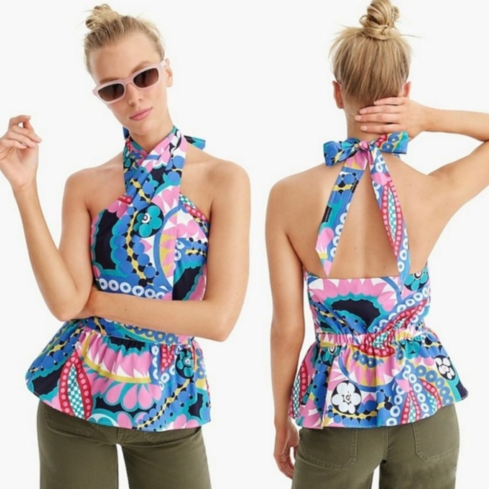 NWT J.Crew Halter Top Kaleidoscope Ratti Floral